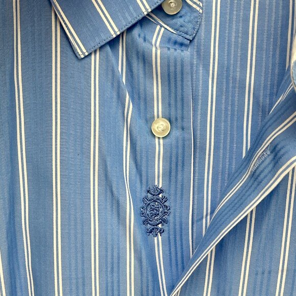 Robert Graham Dress Shirt Men 43/17 Blue Striped Long Sleeve Button Up - Picture 4 of 13